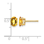 14k 7x5mm Oval Checker-cut Citrine Post Earrings