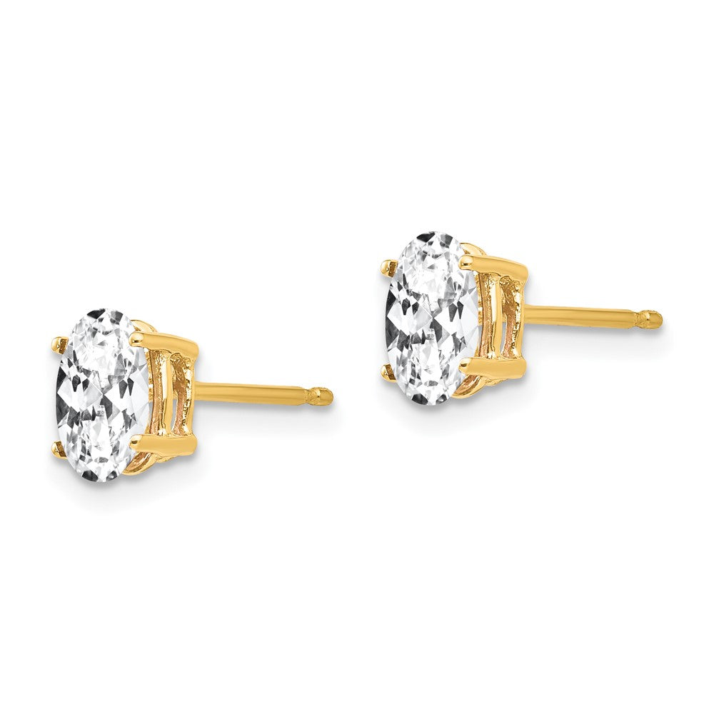 14k 7x5mm Oval Cubic Zirconia Post Earrings