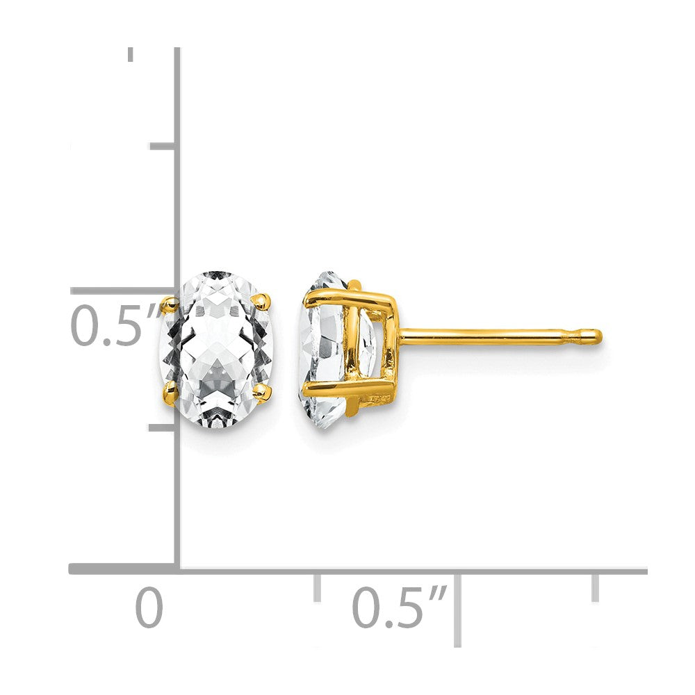 14k 7x5mm Oval Cubic Zirconia Post Earrings