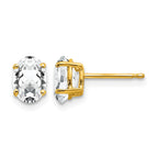14k 7x5mm Oval Cubic Zirconia Post Earrings