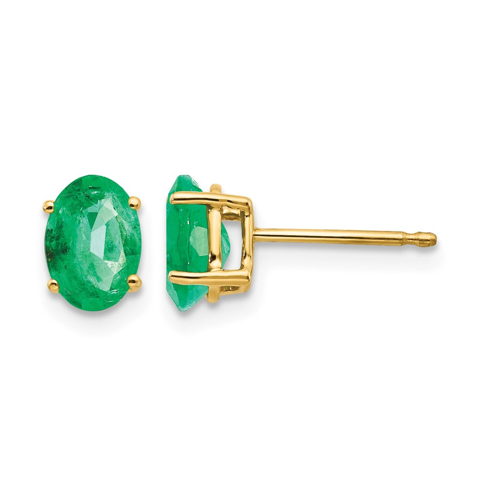 14k 7x5mm Oval Emerald Post Earrings