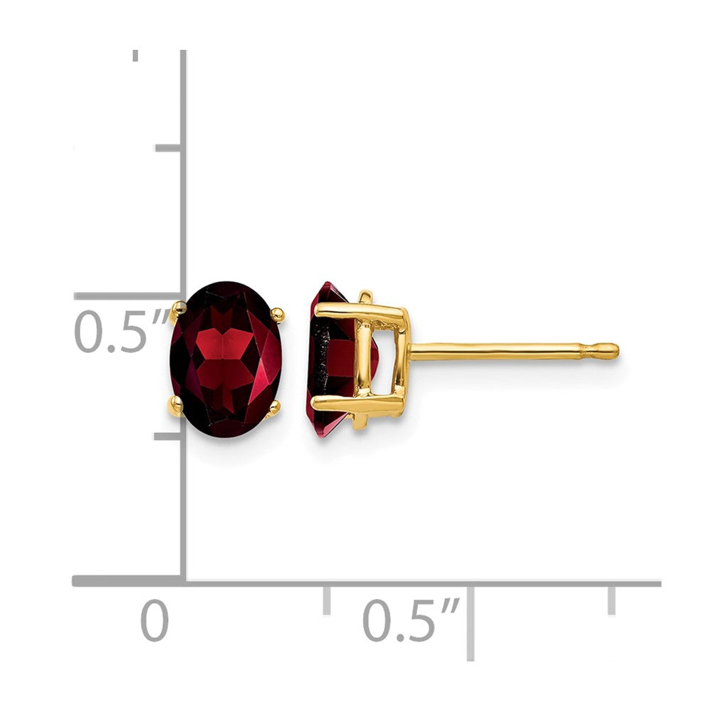 14k 7x5mm Oval Garnet Post Earrings