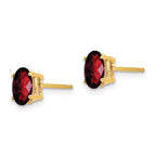 14k 7x5mm Oval Checker-cut Garnet Post Earrings