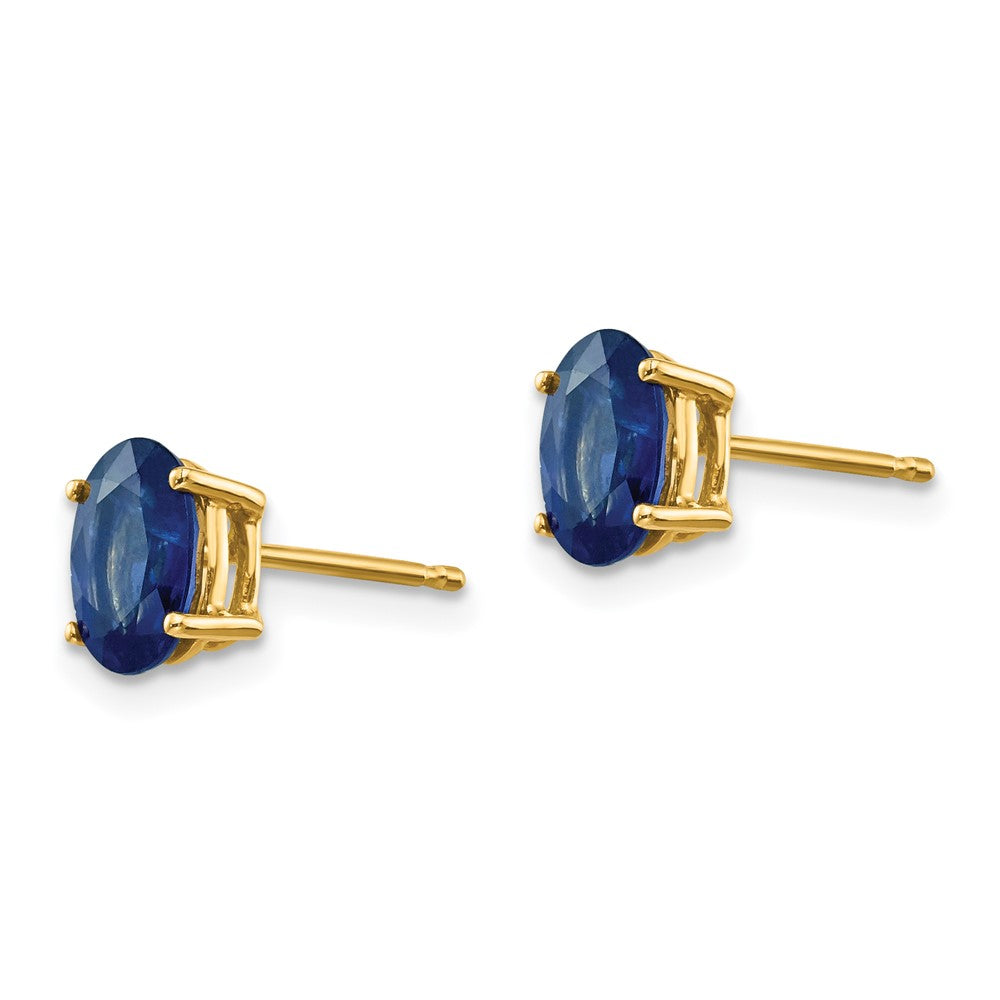 14k 7x5mm Oval Sapphire Post Earrings