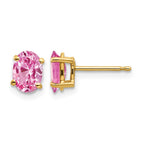 14k 7x5mm Oval Pink Sapphire Post Earrings