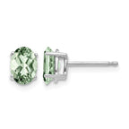 14k White Gold 7x5mm Oval Green Quartz Post Earrings