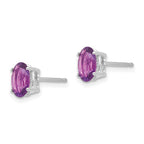 14k White Gold 7x5mm Oval Amethyst Post Earrings