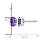 14k White Gold 7x5mm Oval Amethyst Post Earrings
