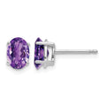 14k White Gold 7x5mm Oval Amethyst Post Earrings