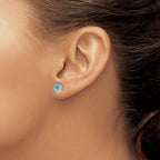 14k White Gold 7x5mm Oval Aquamarine Post Earrings