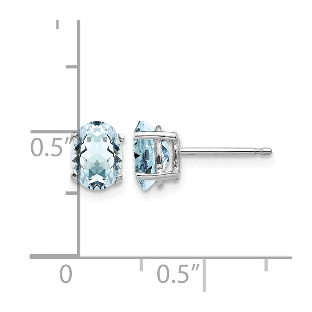 14k White Gold 7x5mm Oval Aquamarine Post Earrings