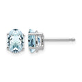 14k White Gold 7x5mm Oval Aquamarine Post Earrings