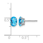 14k White Gold 7x5mm Oval Blue Topaz Post Earrings