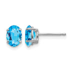 14k White Gold 7x5mm Oval Blue Topaz Post Earrings