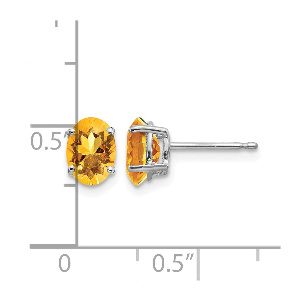 14k White Gold 7x5mm Oval Citrine Post Earrings