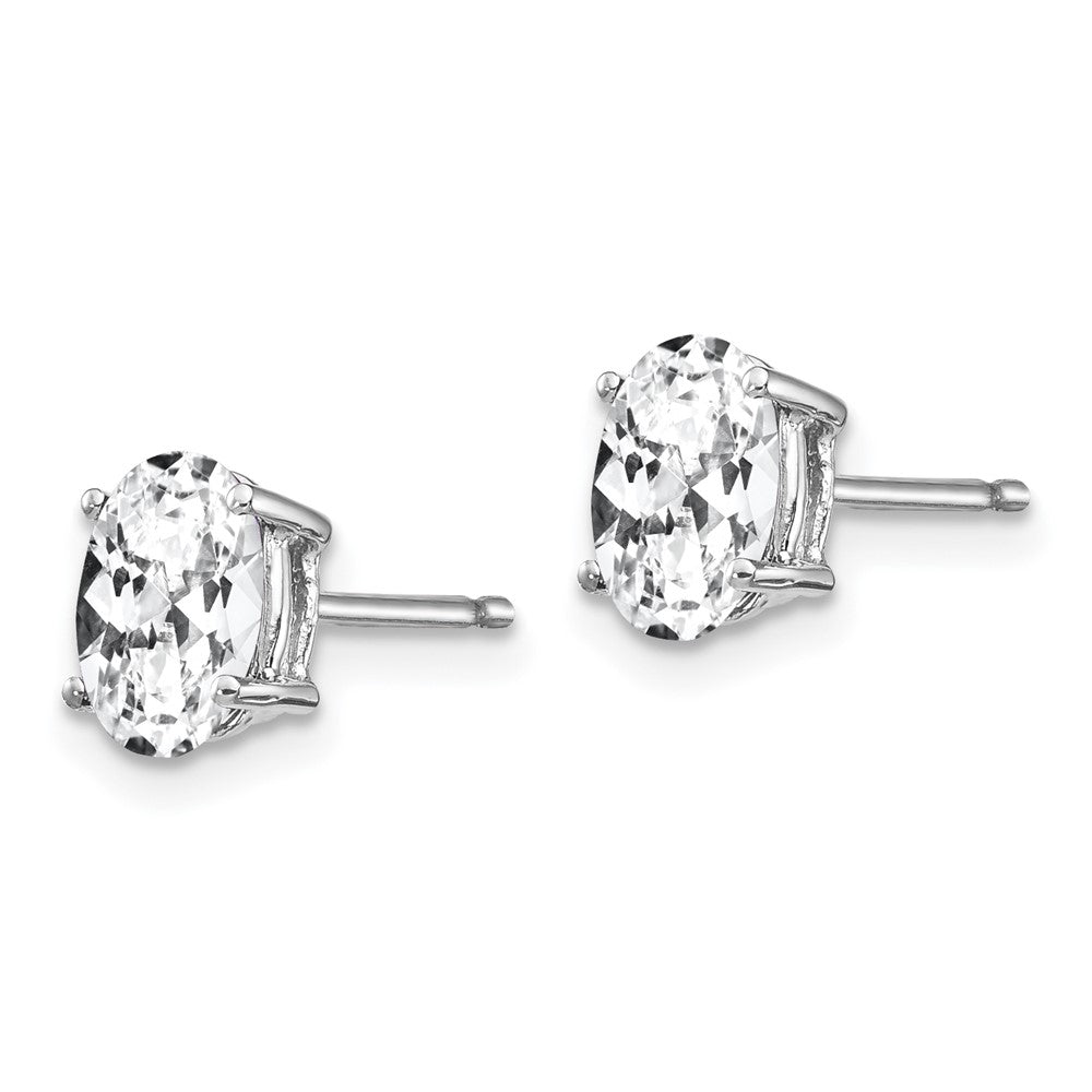 14k White Gold 7x5mm Oval Cubic Zirconia Stud Earrings