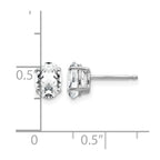14k White Gold 7x5mm Oval Cubic Zirconia Stud Earrings