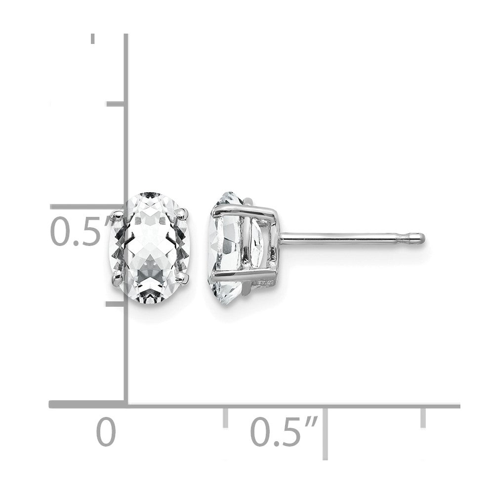 14k White Gold 7x5mm Oval Cubic Zirconia Stud Earrings