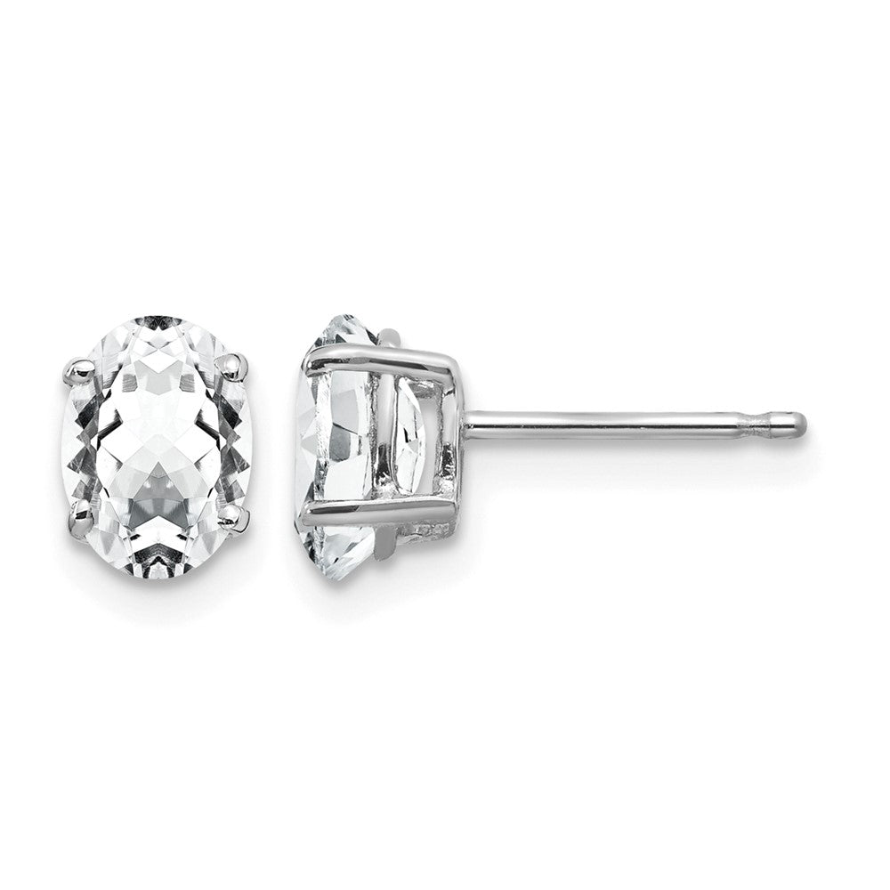 14k White Gold 7x5mm Oval Cubic Zirconia Stud Earrings