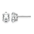 14k White Gold 7x5mm Oval Cubic Zirconia Stud Earrings