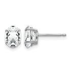 14k White Gold 7x5mm Oval Cubic Zirconia Stud Earrings