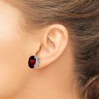14k White Gold 7x5mm Oval Garnet Post Earrings