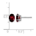 14k White Gold 7x5mm Oval Garnet Post Earrings