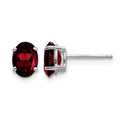 14k White Gold 7x5mm Oval Garnet Post Earrings