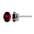 14k White Gold 7x5mm Oval Garnet Post Earrings