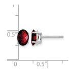 14k White Gold 7x5mm Oval Checker-cut Garnet Post Earrings