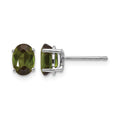 14k White Gold 7x5mm Oval Green Tourmaline Post Earrings