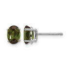 14k White Gold 7x5mm Oval Green Tourmaline Post Earrings