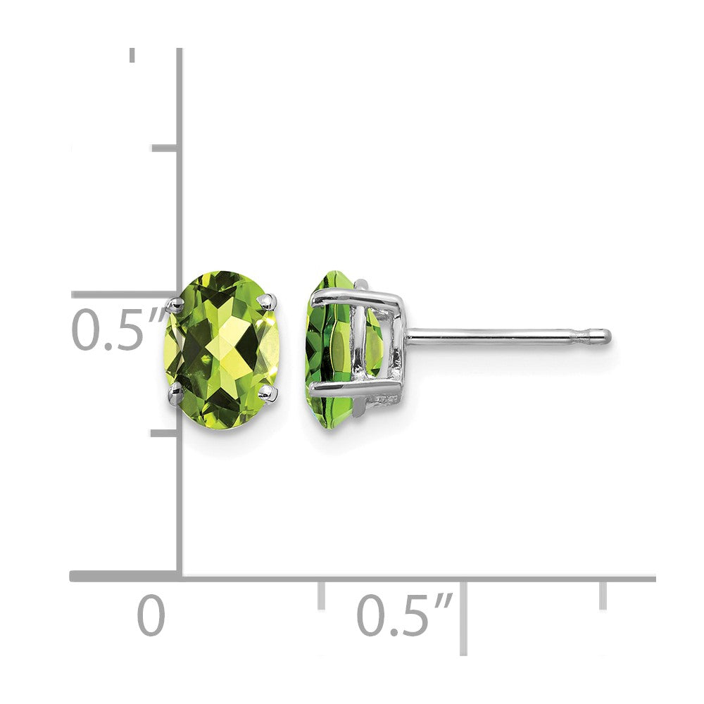 14k White Gold 7x5mm Oval Peridot Post Earrings