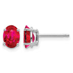 14k White Gold 7x5mm Oval Ruby Post Earrings