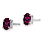 14k White Gold 7x5mm Oval Rhodolite Garnet Stud Earrings