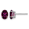 14k White Gold 7x5mm Oval Rhodolite Garnet Stud Earrings