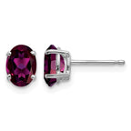 14k White Gold 7x5mm Oval Rhodolite Garnet Stud Earrings
