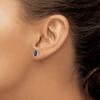 14k White Gold 7x5mm Oval Sapphire Post Earrings