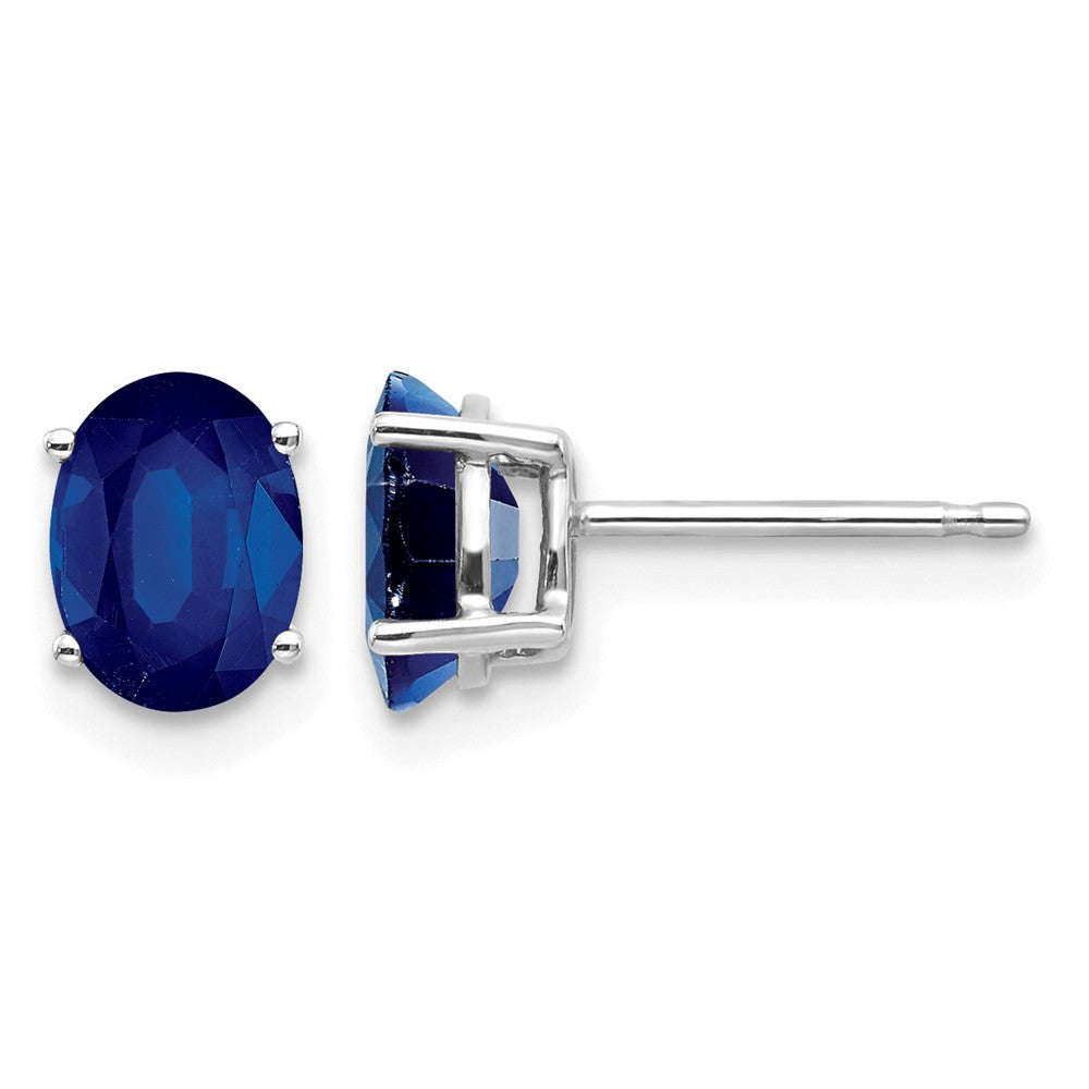 14k White Gold 7x5mm Oval Sapphire Post Earrings