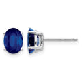 14k White Gold 7x5mm Oval Sapphire Post Earrings