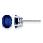 14k White Gold 7x5mm Oval Sapphire Post Earrings
