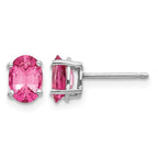 14k White Gold 7x5mm Oval Pink Spinel Post Earrings