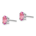 14k White Gold 7x5mm Oval Pink Sapphire Post Earrings