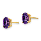 14k 8x6mm Oval Amethyst Checker Earrings