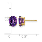 14k 8x6mm Oval Amethyst Checker Earrings