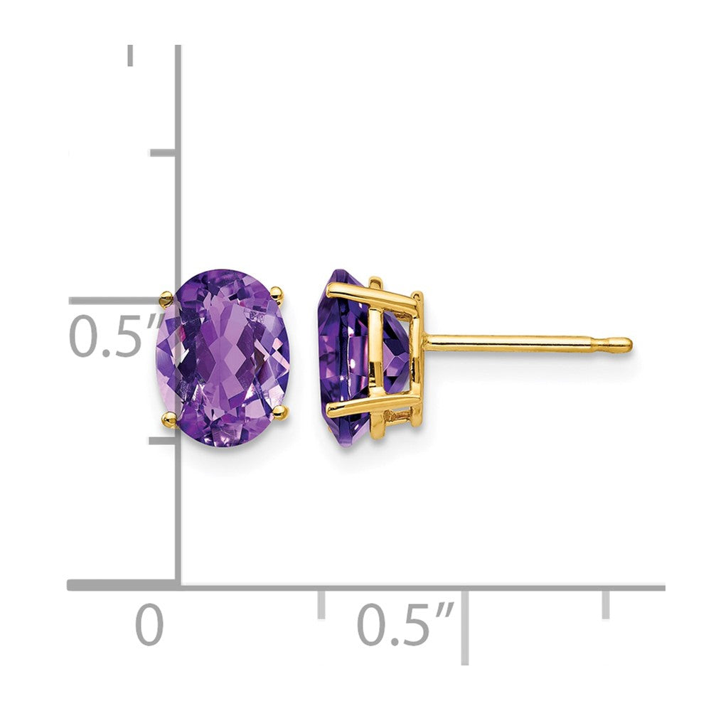 14k 8x6mm Oval Amethyst Post Earrings