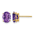 14k 8x6mm Oval Amethyst Post Earrings