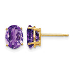 14k 8x6mm Oval Amethyst Post Earrings