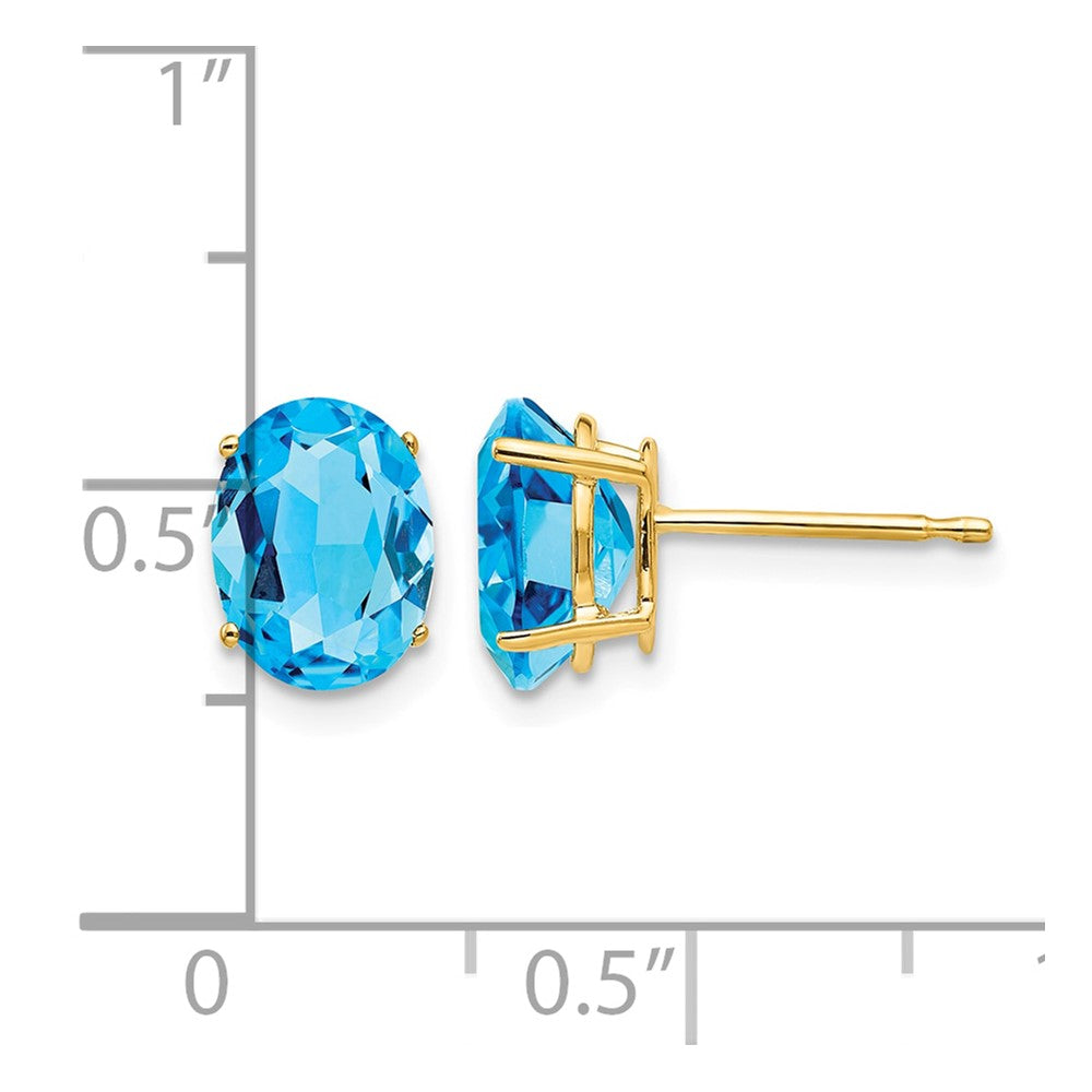 14k 8x6mm Oval Blue Topaz Post Earrings