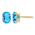 14k 8x6mm Oval Blue Topaz Post Earrings